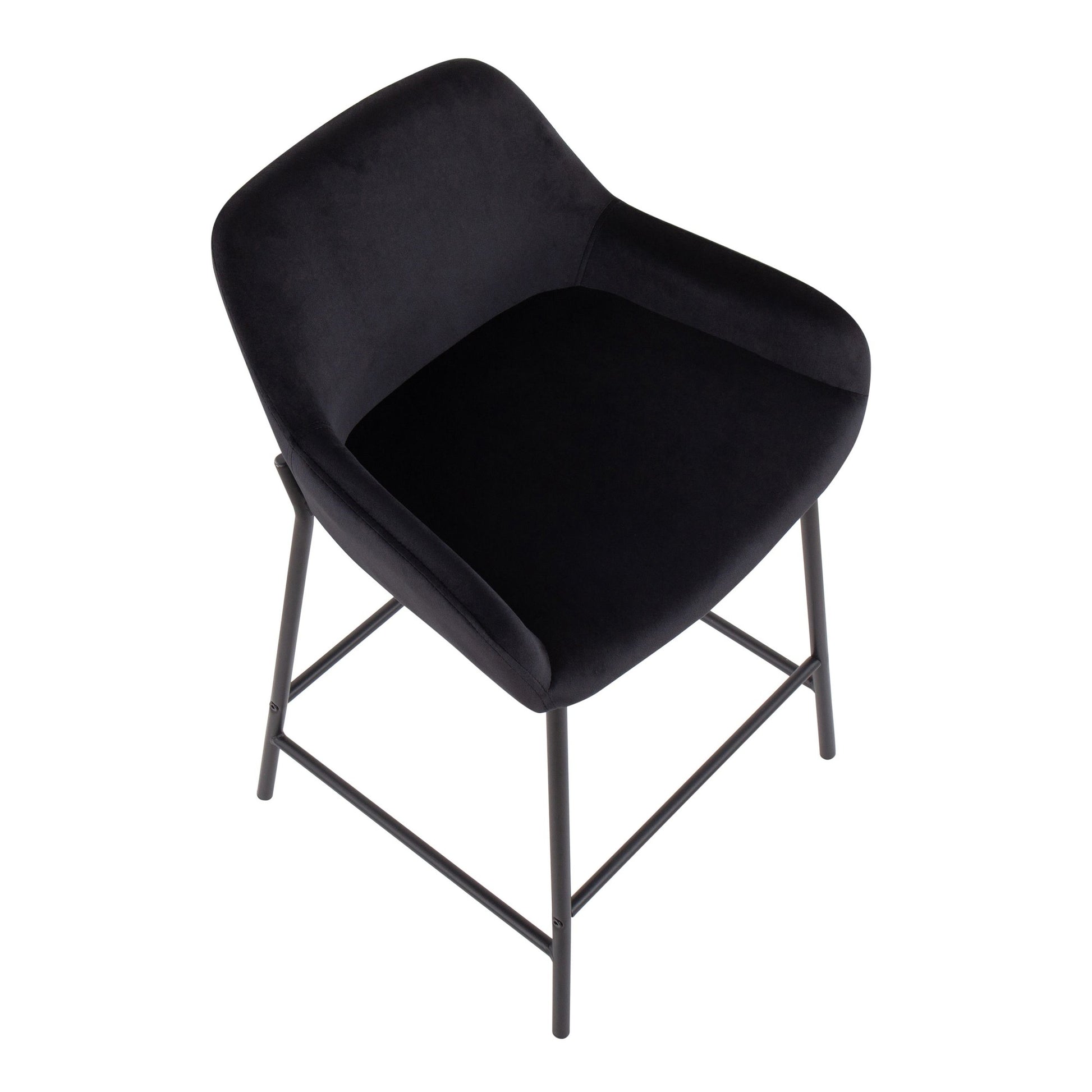 Daniella Industrial Fixed-Height Counter Stool in Black Metal and Black Velvet By LumiSource - Set of 2 | Counter Stools | Modishstore - 4