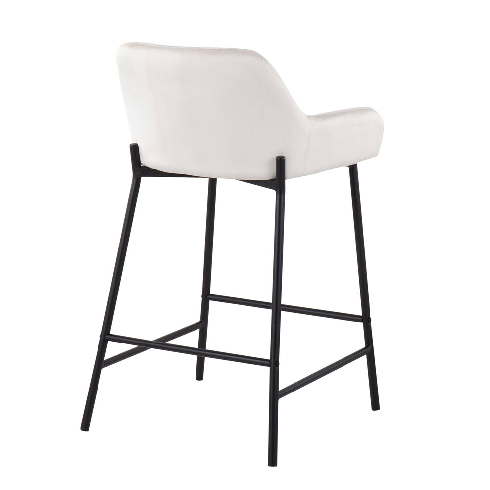 Daniella Industrial Fixed-Height Counter Stool in Black Metal and Black Velvet By LumiSource - Set of 2 | Counter Stools | Modishstore - 29