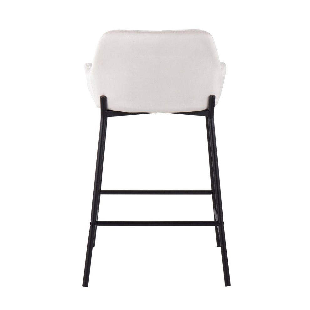Daniella Industrial Fixed-Height Counter Stool in Black Metal and Black Velvet By LumiSource - Set of 2 | Counter Stools | Modishstore - 30