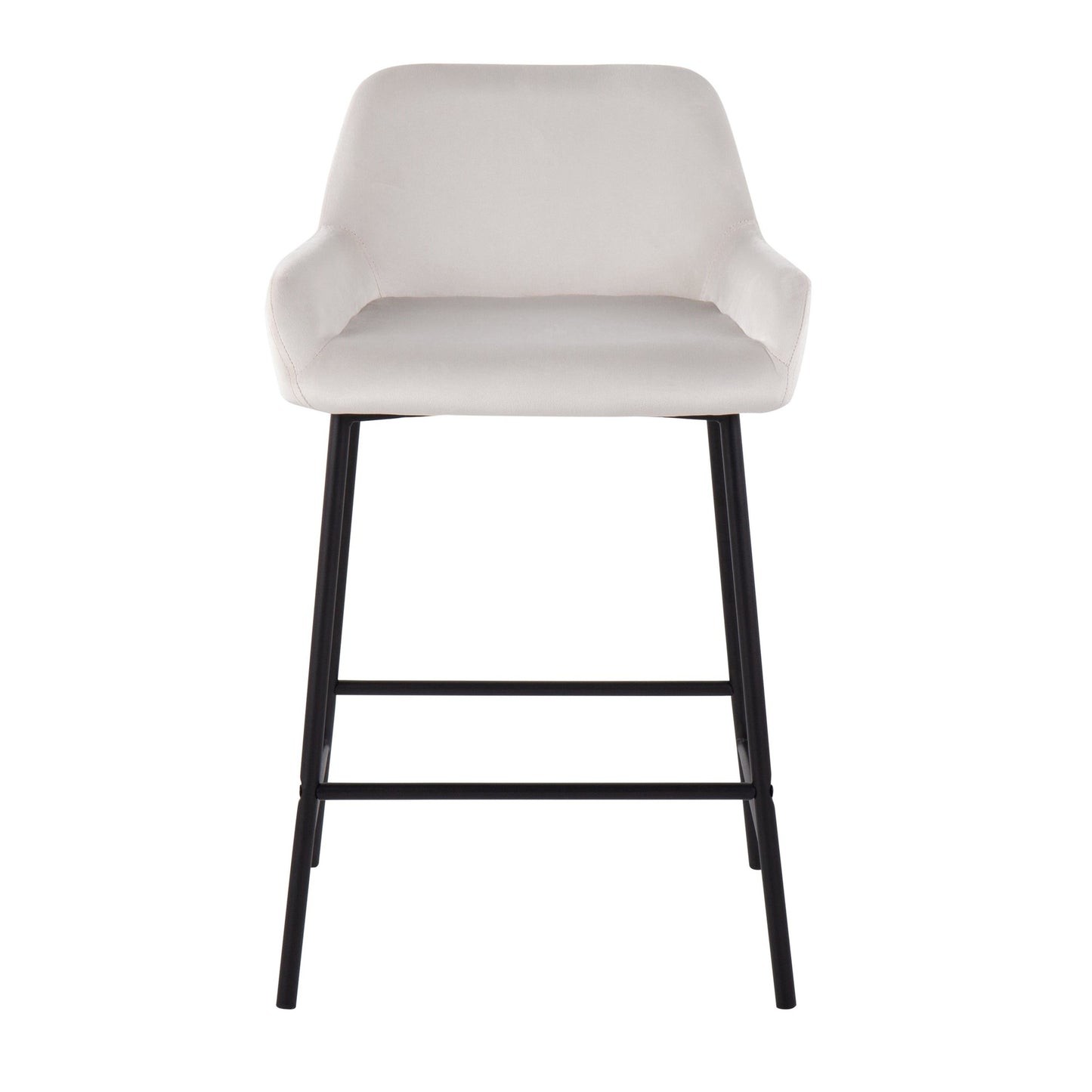 Daniella Industrial Fixed-Height Counter Stool in Black Metal and Black Velvet By LumiSource - Set of 2 | Counter Stools | Modishstore - 22