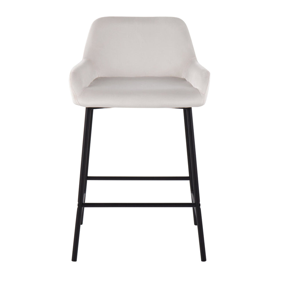 Daniella Industrial Fixed-Height Counter Stool in Black Metal and Black Velvet By LumiSource - Set of 2 | Counter Stools | Modishstore - 22