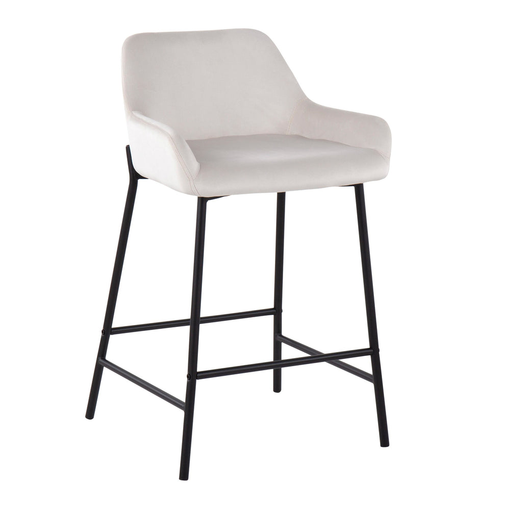 Daniella Industrial Fixed-Height Counter Stool in Black Metal and Black Velvet By LumiSource - Set of 2 | Counter Stools | Modishstore - 27