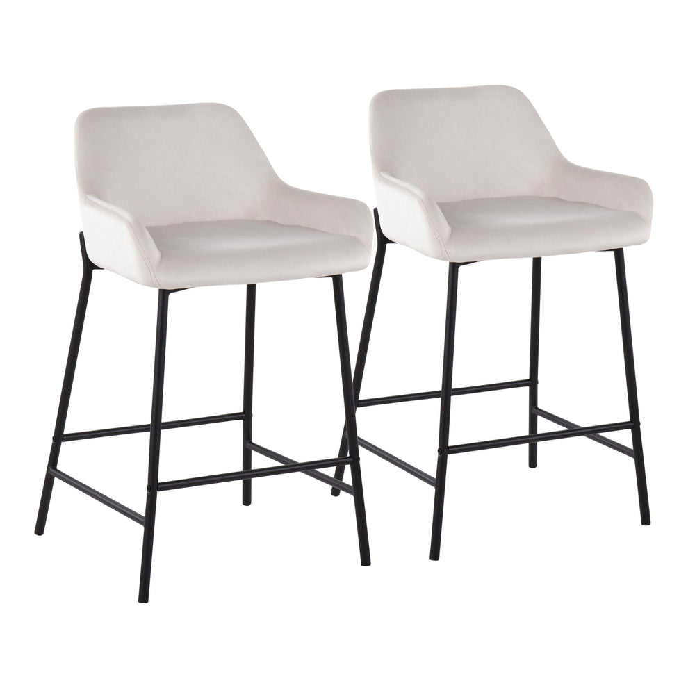 Daniella Industrial Fixed-Height Counter Stool in Black Metal and Black Velvet By LumiSource - Set of 2 | Counter Stools | Modishstore - 21