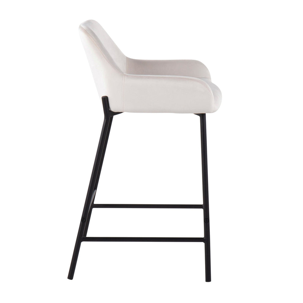 Daniella Industrial Fixed-Height Counter Stool in Black Metal and Black Velvet By LumiSource - Set of 2 | Counter Stools | Modishstore - 28
