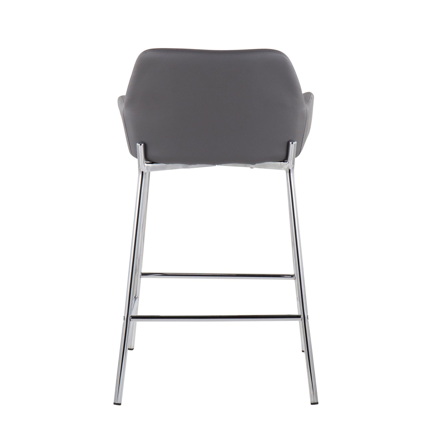 Daniella Contemporary Fixed-Height Counter Stool in Chrome Metal and Camel Faux Leather By LumiSource - Set of 2 | Counter Stools | Modishstore - 20