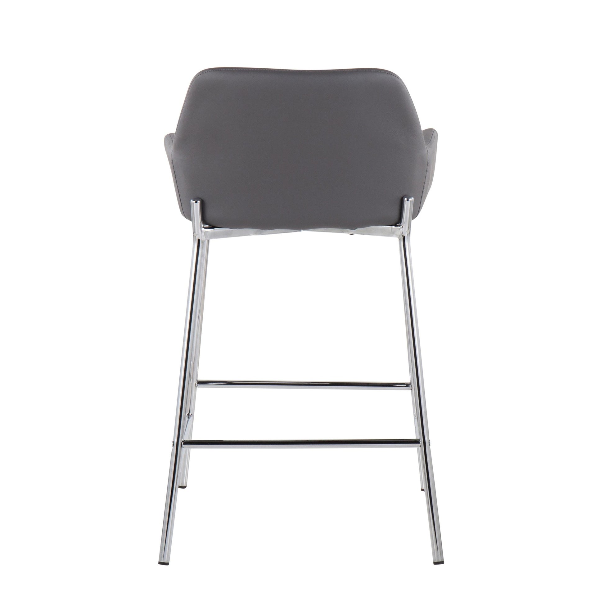 Daniella Contemporary Fixed-Height Counter Stool in Chrome Metal and Camel Faux Leather By LumiSource - Set of 2 | Counter Stools | Modishstore - 20