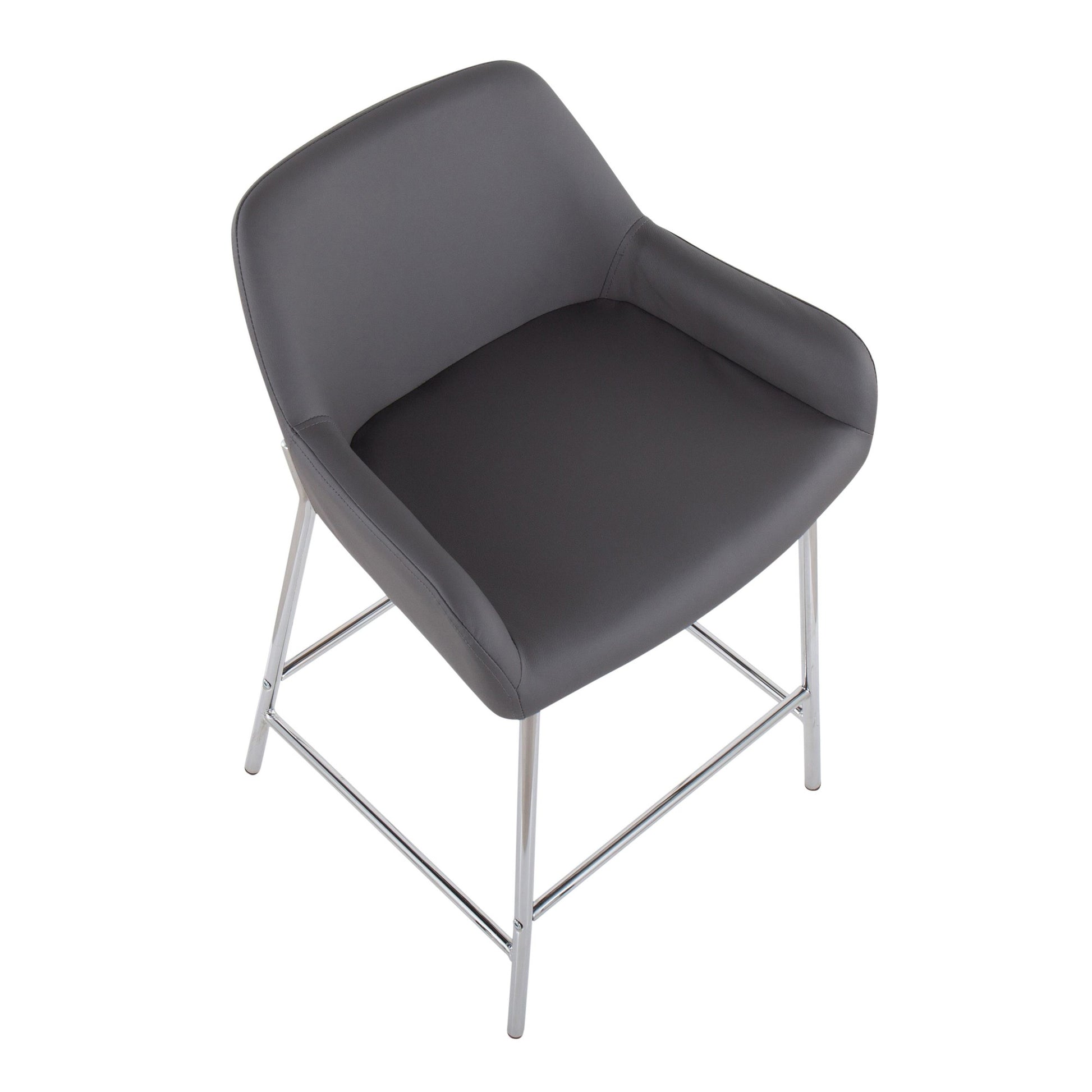 Daniella Contemporary Fixed-Height Counter Stool in Chrome Metal and Camel Faux Leather By LumiSource - Set of 2 | Counter Stools | Modishstore - 13