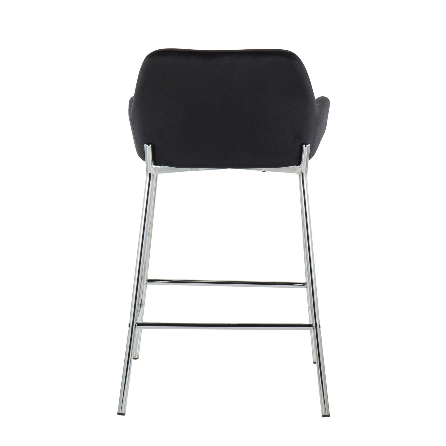Daniella Contemporary Fixed-Height Counter Stool in Chrome Metal and Black Velvet By LumiSource - Set of 2 | Counter Stools | Modishstore - 10