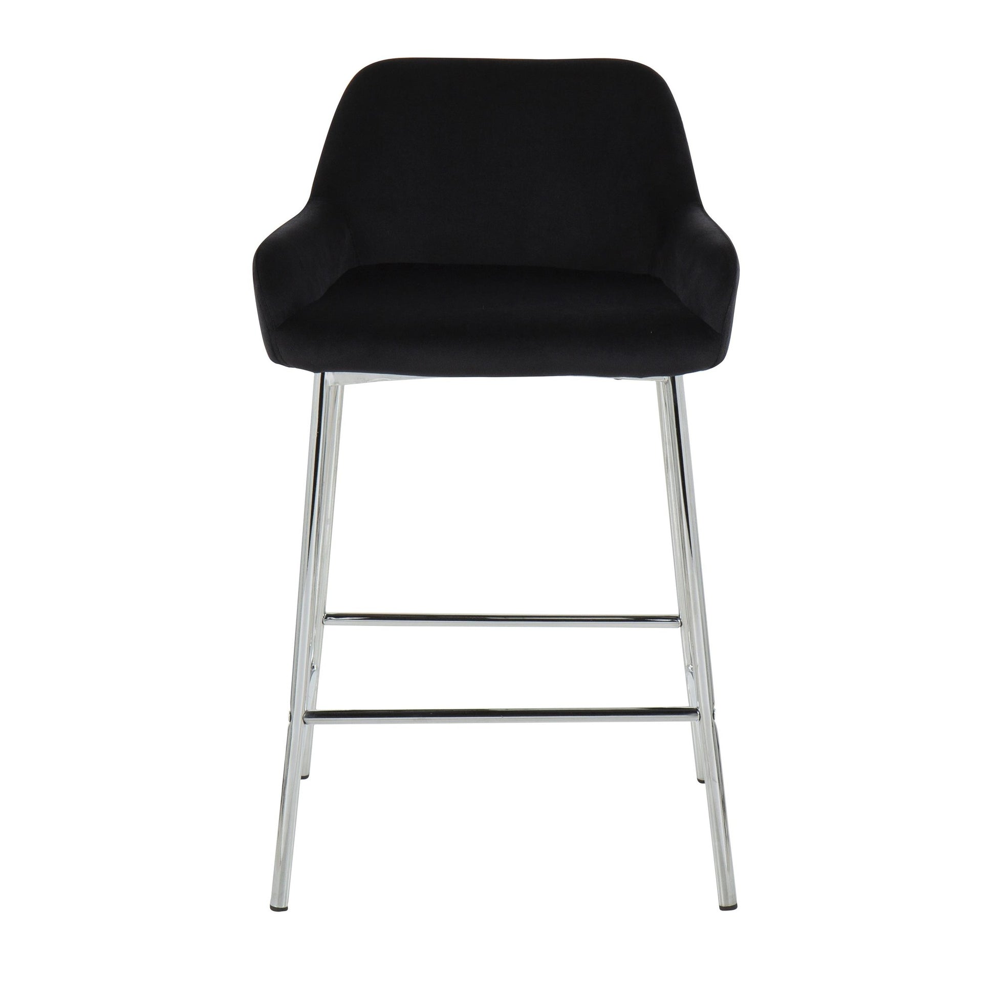 Daniella Contemporary Fixed-Height Counter Stool in Chrome Metal and Black Velvet By LumiSource - Set of 2 | Counter Stools | Modishstore - 2
