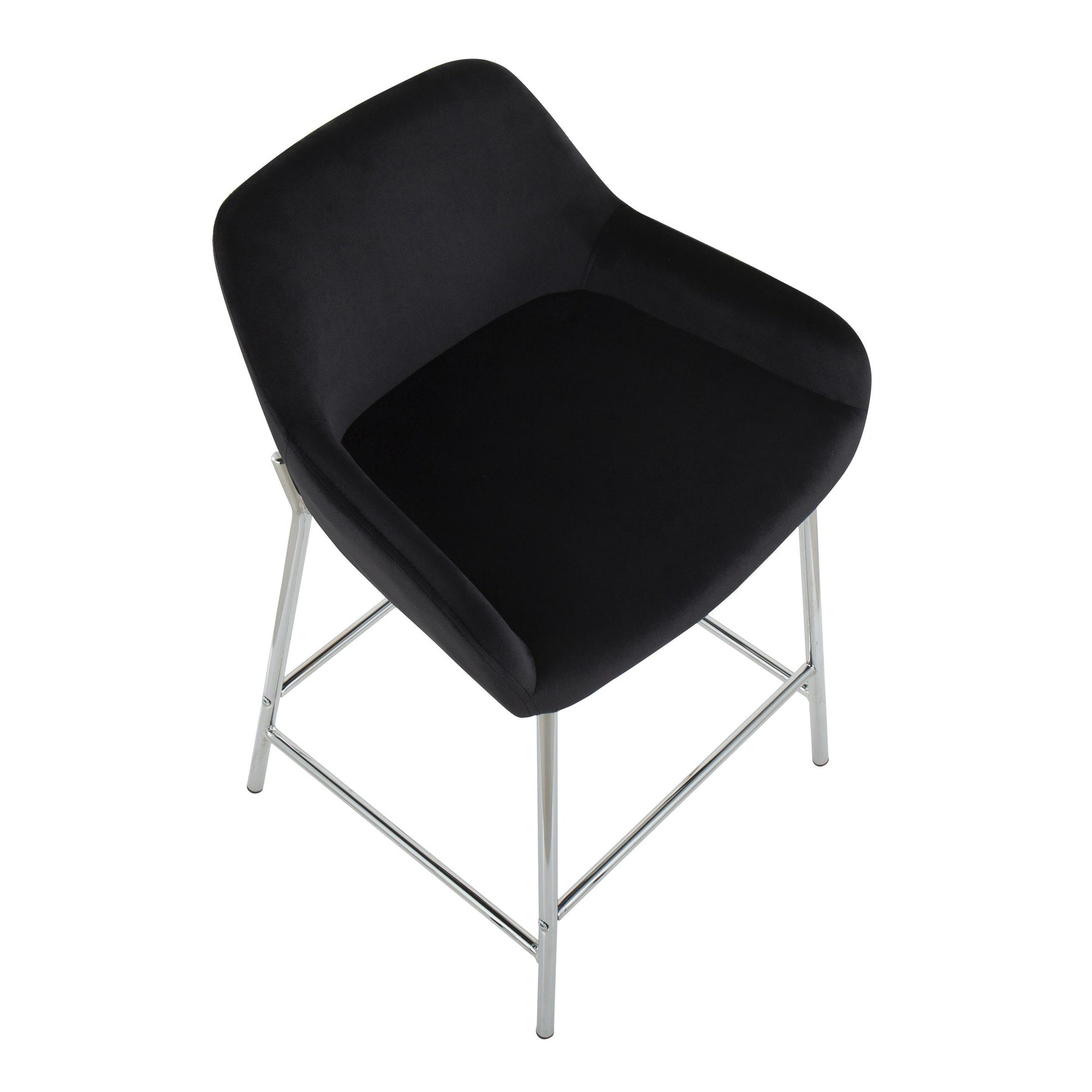 Daniella Contemporary Fixed-Height Counter Stool in Chrome Metal and Black Velvet By LumiSource - Set of 2 | Counter Stools | Modishstore - 3