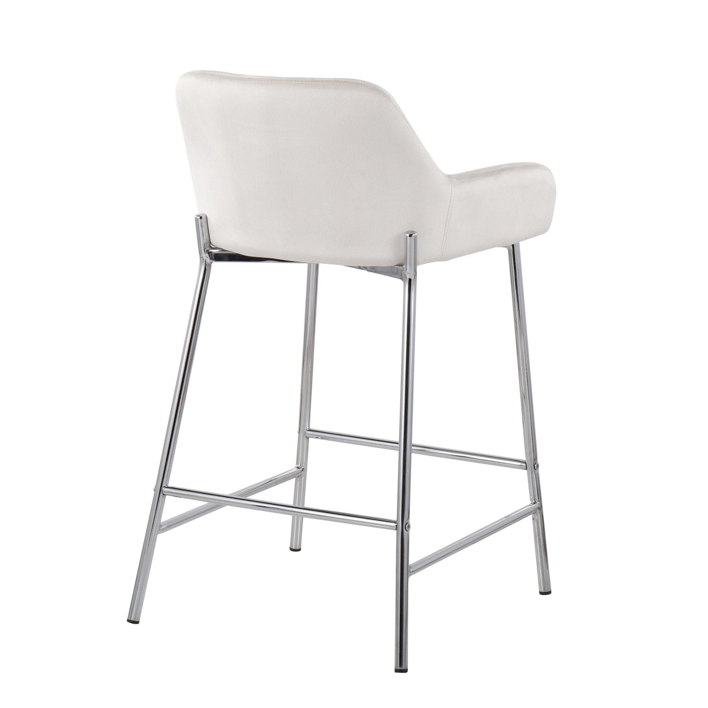 Daniella Contemporary Fixed-Height Counter Stool in Chrome Metal and Black Velvet By LumiSource - Set of 2 | Counter Stools | Modishstore - 29