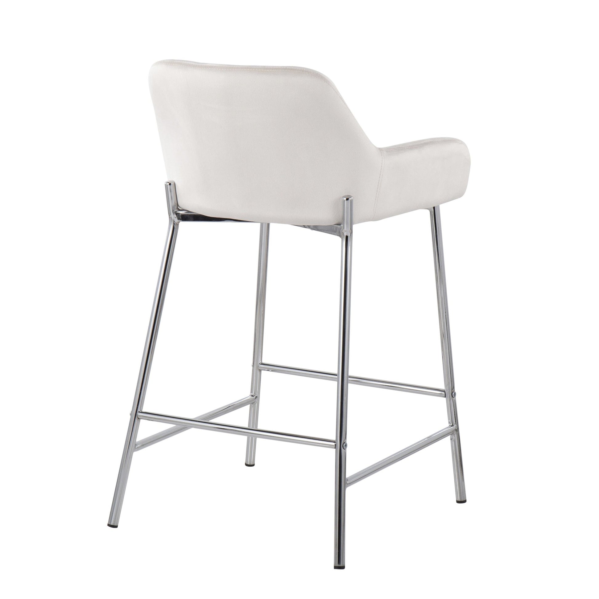 Daniella Contemporary Fixed-Height Counter Stool in Chrome Metal and Black Velvet By LumiSource - Set of 2 | Counter Stools | Modishstore - 29