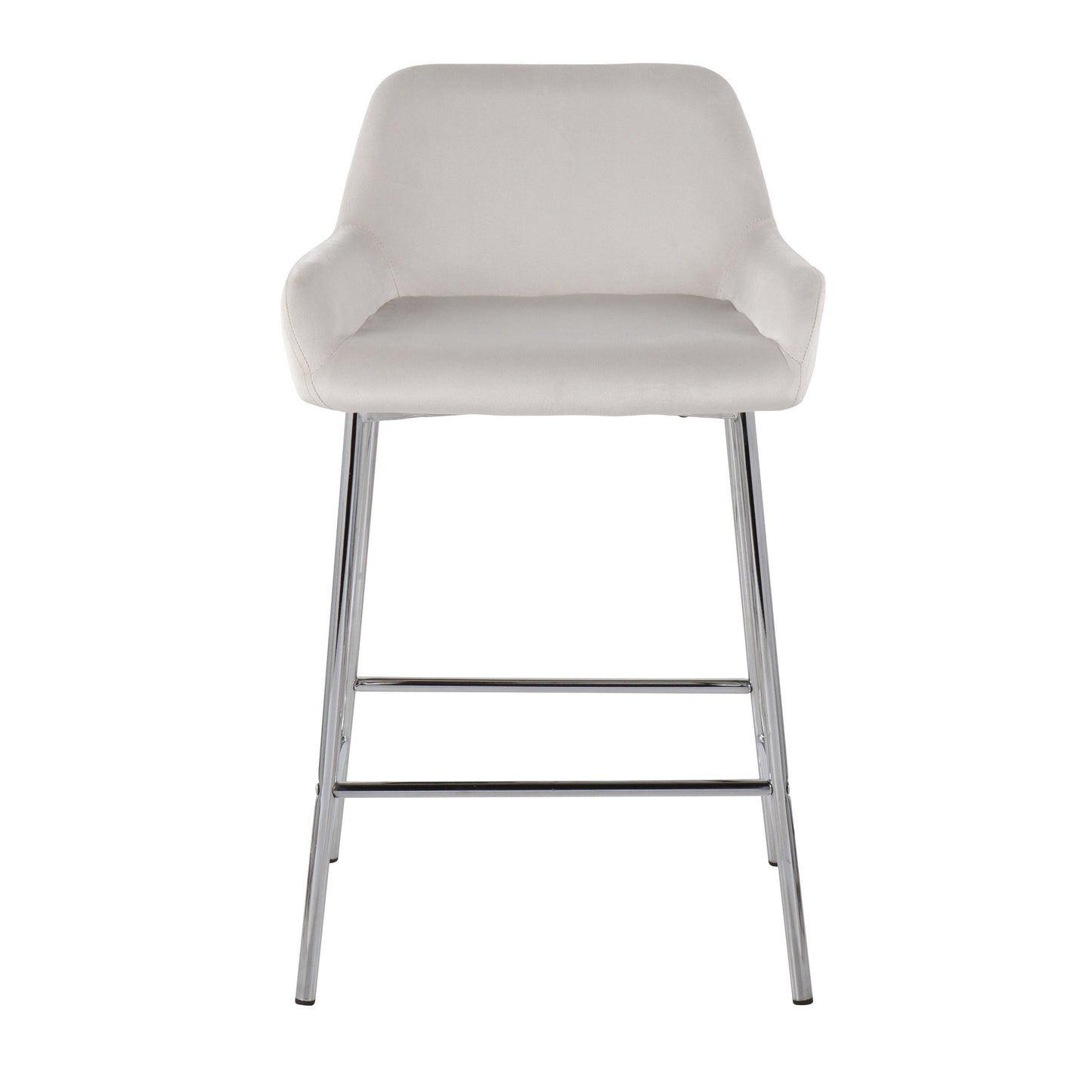 Daniella Contemporary Fixed-Height Counter Stool in Chrome Metal and Black Velvet By LumiSource - Set of 2 | Counter Stools | Modishstore - 22