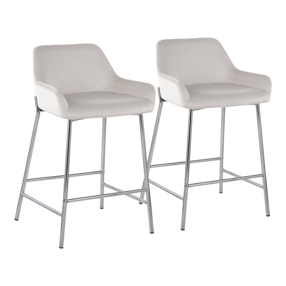 Daniella Contemporary Fixed-Height Counter Stool in Chrome Metal and Black Velvet By LumiSource - Set of 2 | Counter Stools | Modishstore - 21