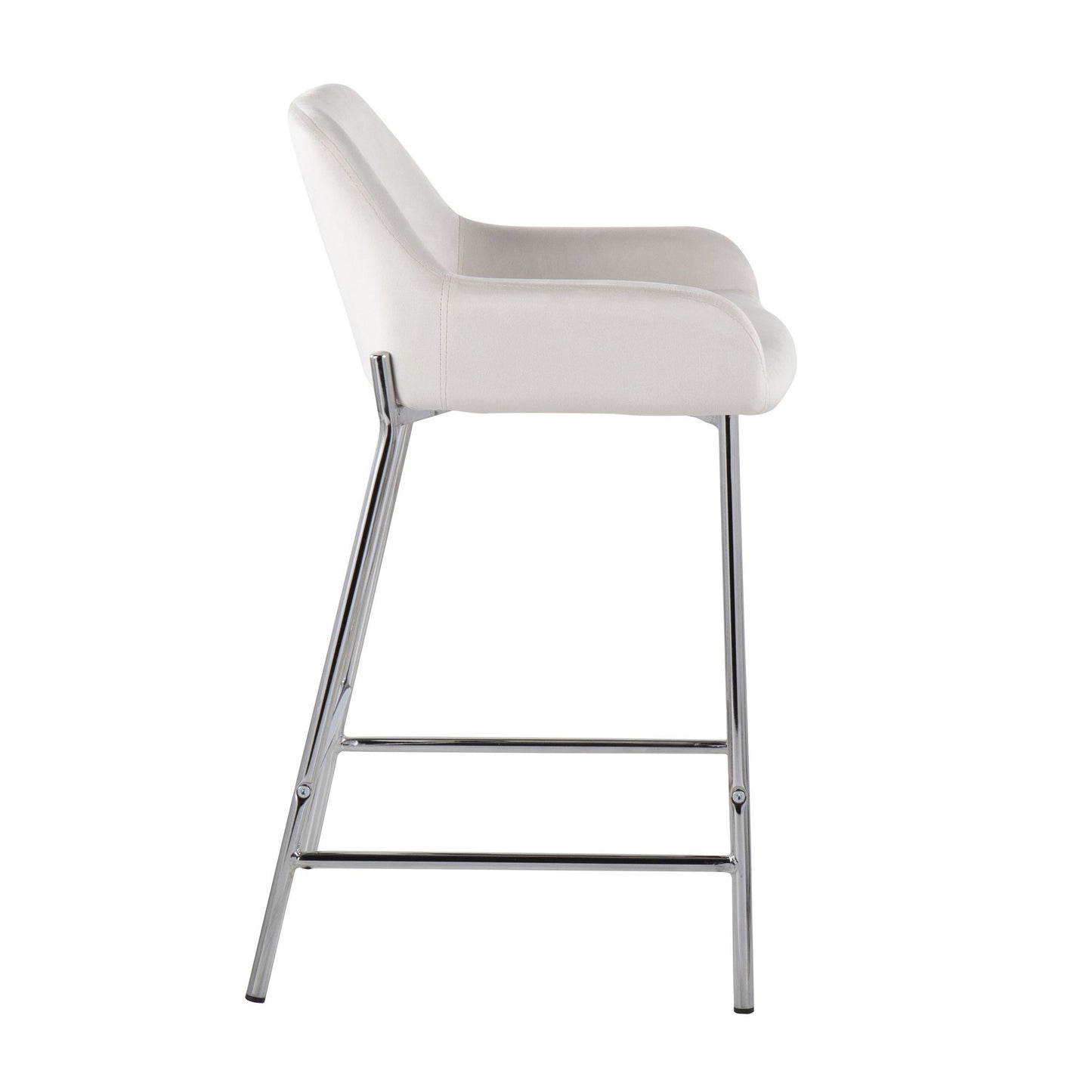 Daniella Contemporary Fixed-Height Counter Stool in Chrome Metal and Black Velvet By LumiSource - Set of 2 | Counter Stools | Modishstore - 28