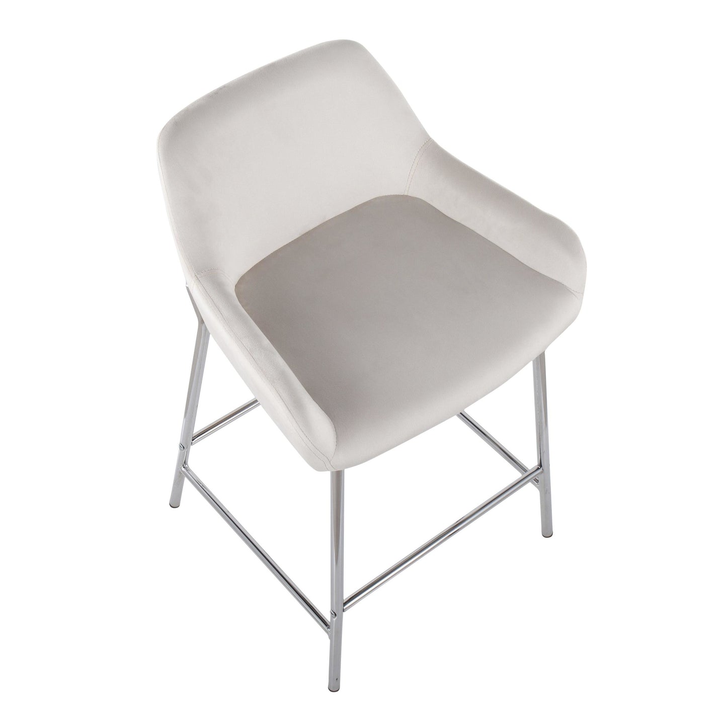 Daniella Contemporary Fixed-Height Counter Stool in Chrome Metal and Black Velvet By LumiSource - Set of 2 | Counter Stools | Modishstore - 23