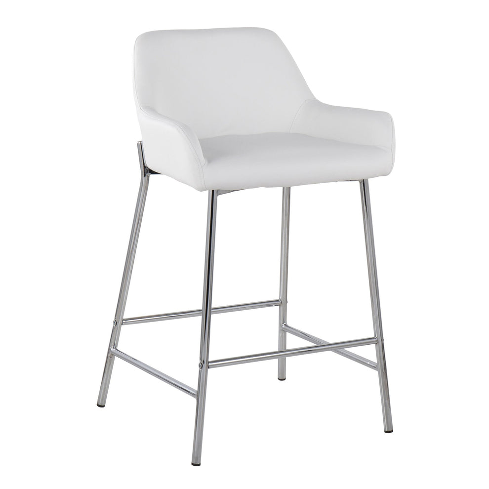 Daniella Contemporary Fixed-Height Counter Stool in Chrome Metal and Camel Faux Leather By LumiSource - Set of 2 | Counter Stools | Modishstore - 27
