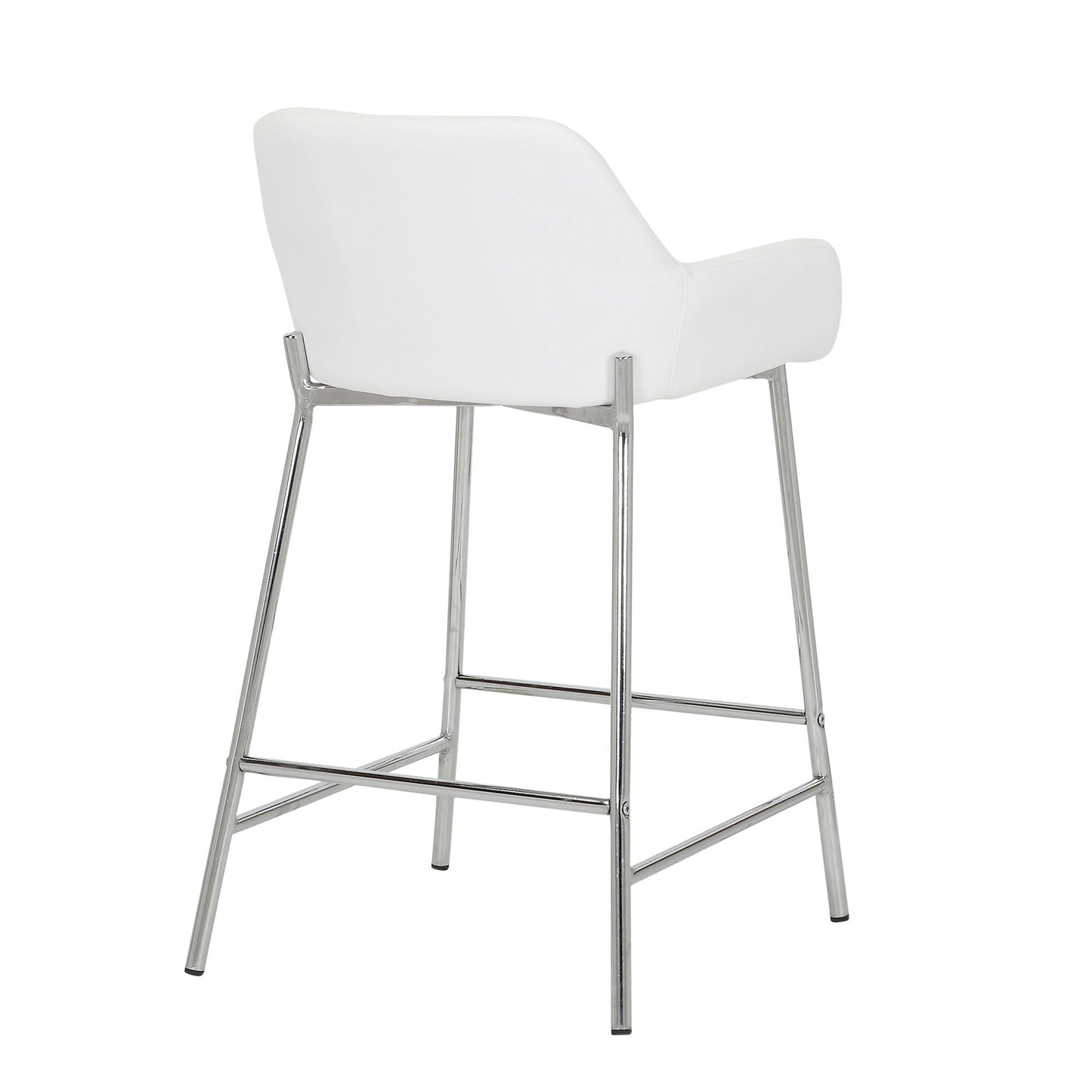 Daniella Contemporary Fixed-Height Counter Stool in Chrome Metal and Camel Faux Leather By LumiSource - Set of 2 | Counter Stools | Modishstore - 29