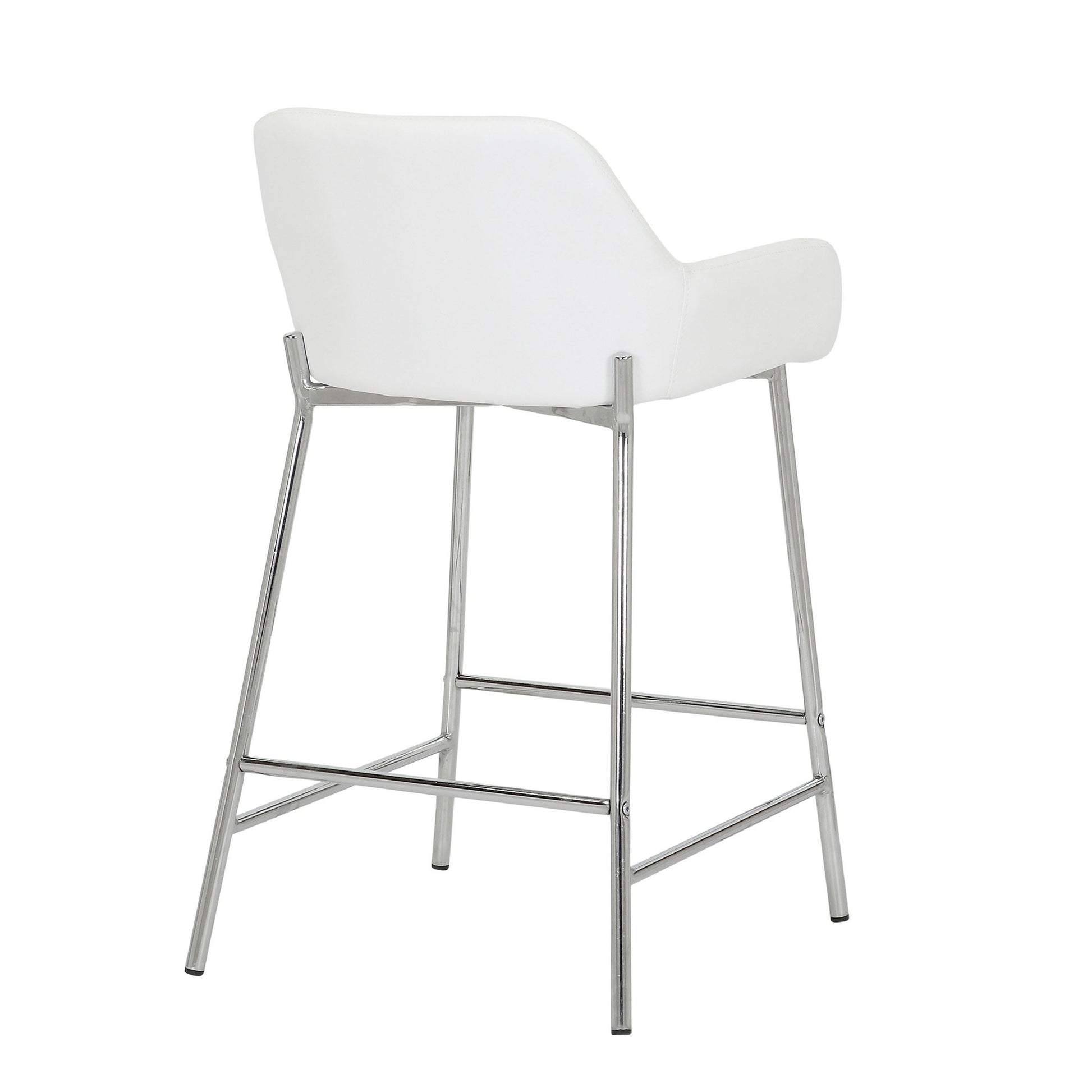 Daniella Contemporary Fixed-Height Counter Stool in Chrome Metal and Camel Faux Leather By LumiSource - Set of 2 | Counter Stools | Modishstore - 29