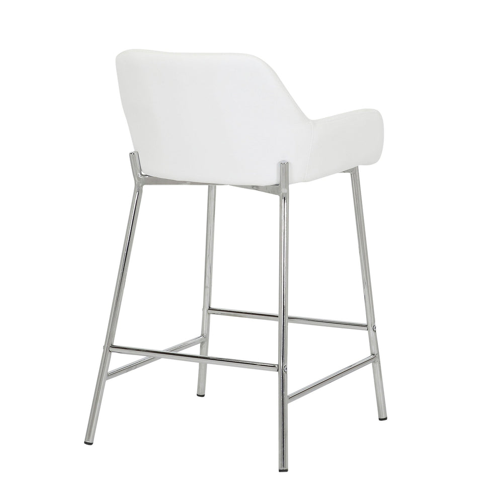 Daniella Contemporary Fixed-Height Counter Stool in Chrome Metal and Camel Faux Leather By LumiSource - Set of 2 | Counter Stools | Modishstore - 29
