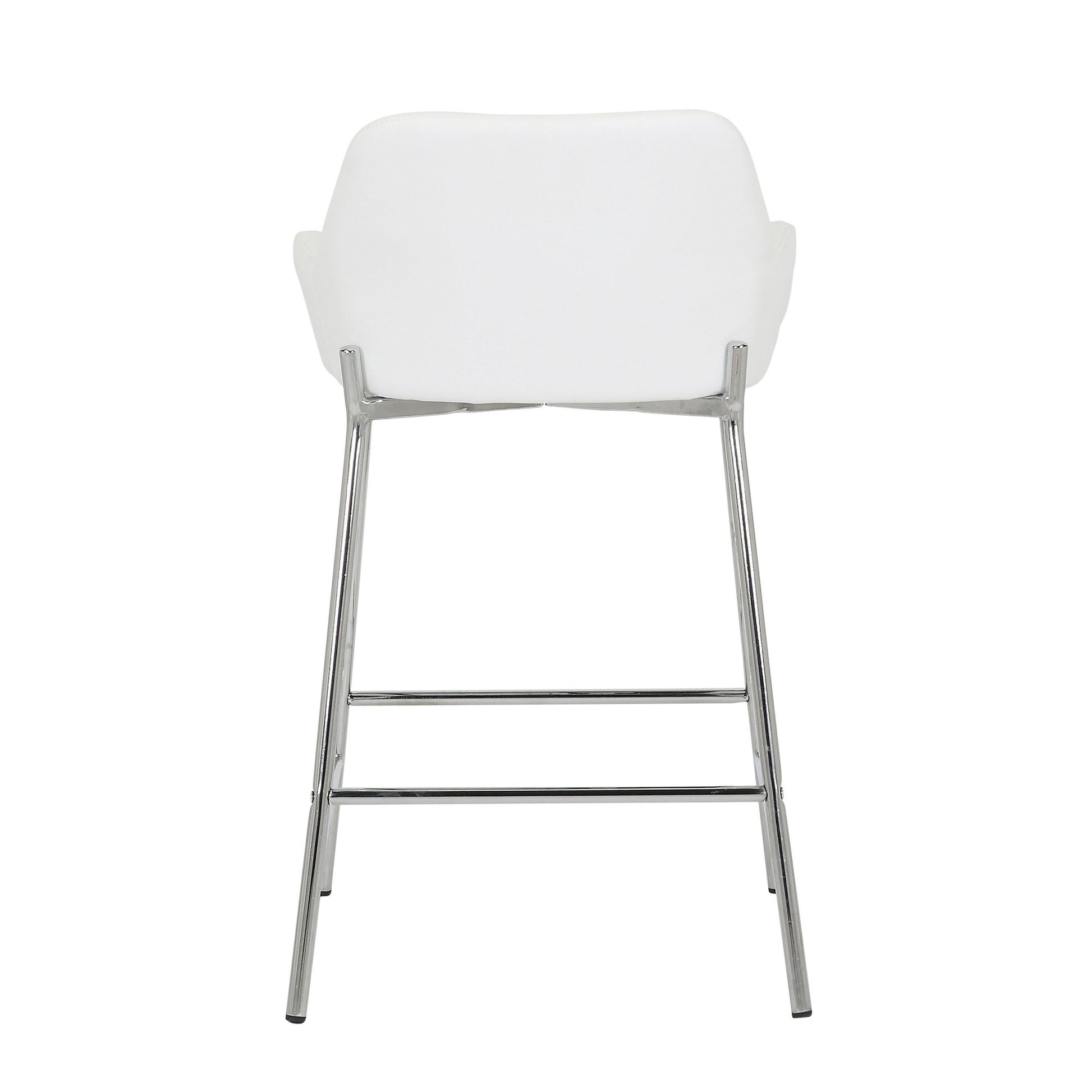 Daniella Contemporary Fixed-Height Counter Stool in Chrome Metal and Camel Faux Leather By LumiSource - Set of 2 | Counter Stools | Modishstore - 30