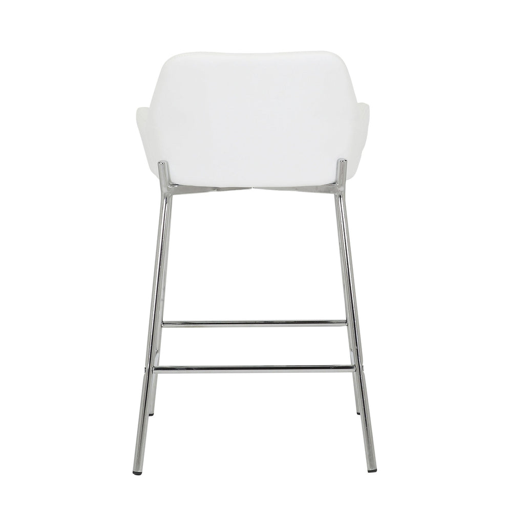 Daniella Contemporary Fixed-Height Counter Stool in Chrome Metal and Camel Faux Leather By LumiSource - Set of 2 | Counter Stools | Modishstore - 30