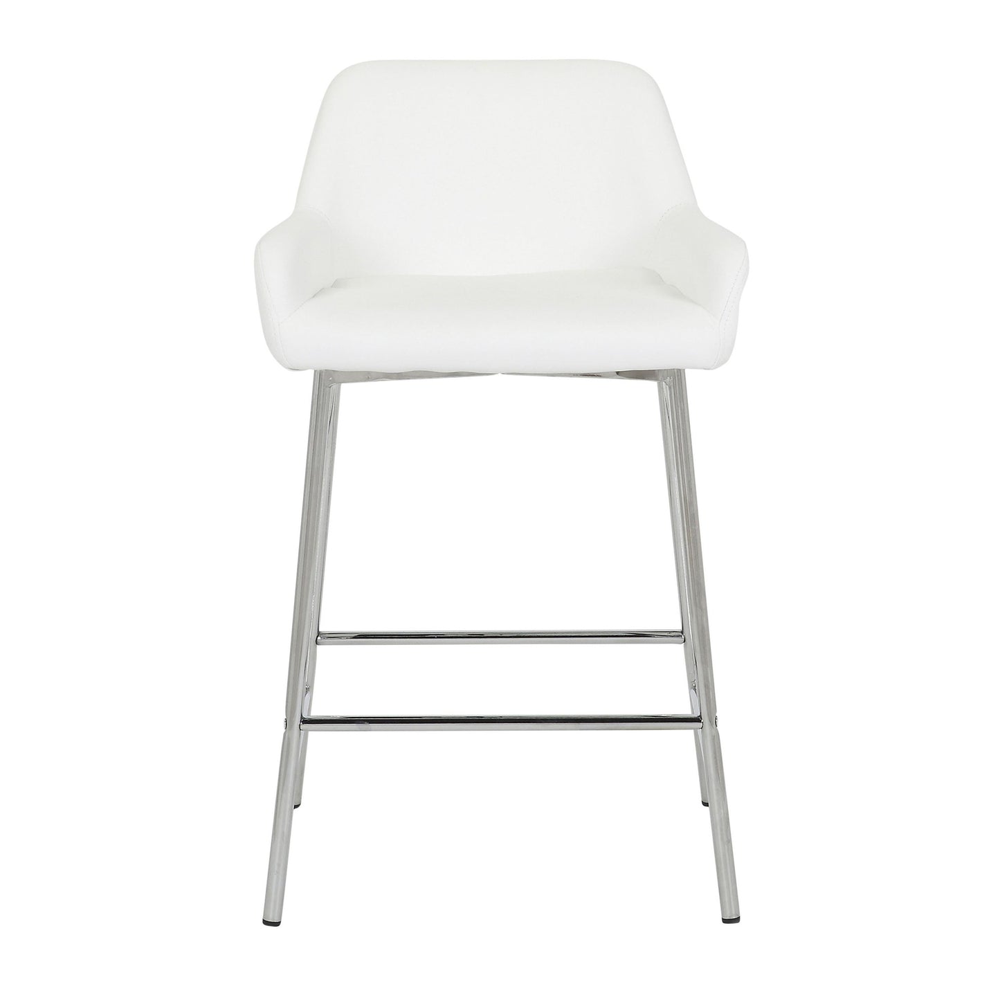 Daniella Contemporary Fixed-Height Counter Stool in Chrome Metal and Camel Faux Leather By LumiSource - Set of 2 | Counter Stools | Modishstore - 22