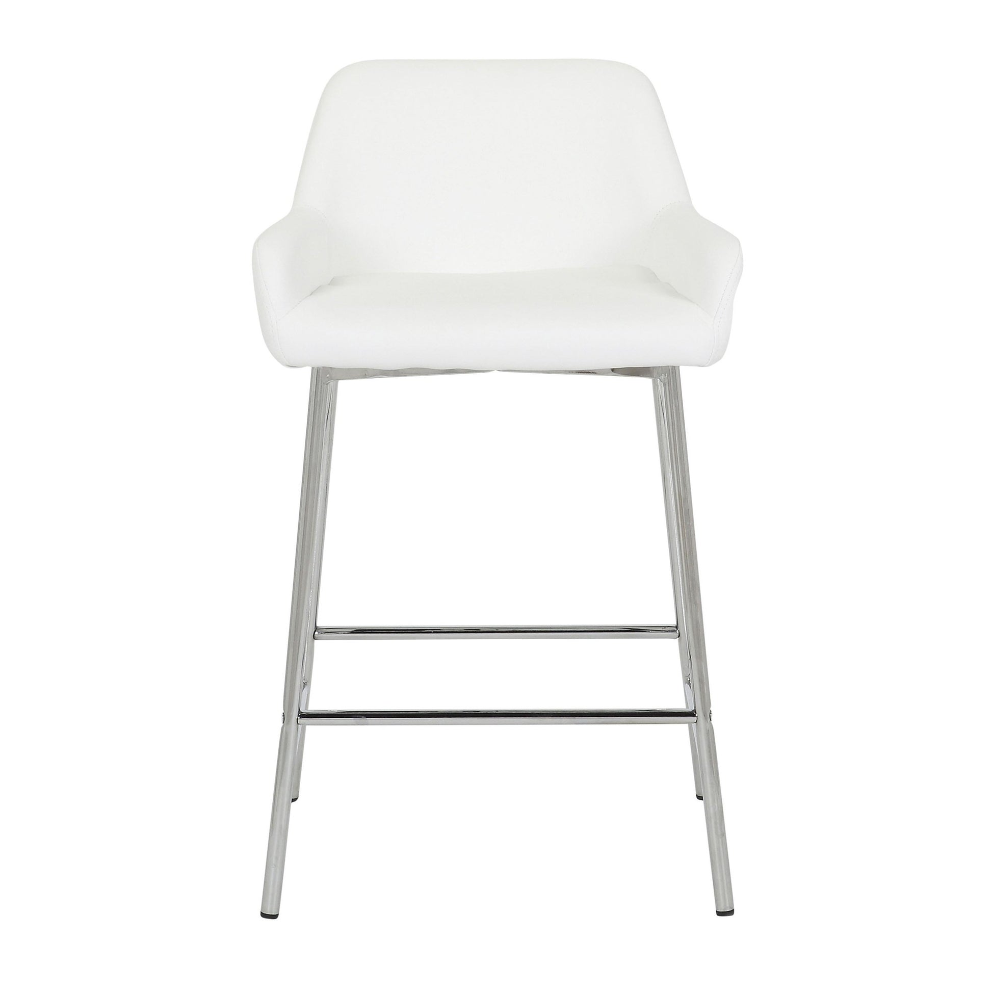 Daniella Contemporary Fixed-Height Counter Stool in Chrome Metal and Camel Faux Leather By LumiSource - Set of 2 | Counter Stools | Modishstore - 22