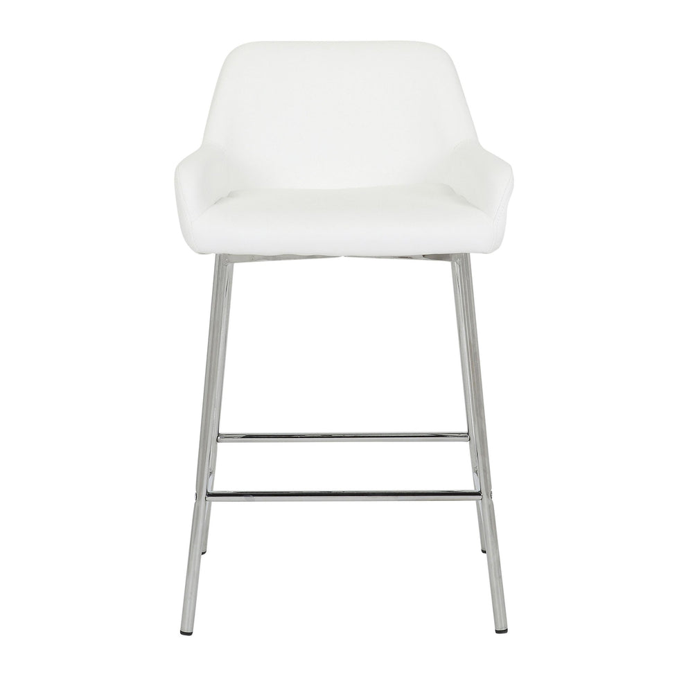Daniella Contemporary Fixed-Height Counter Stool in Chrome Metal and Camel Faux Leather By LumiSource - Set of 2 | Counter Stools | Modishstore - 22