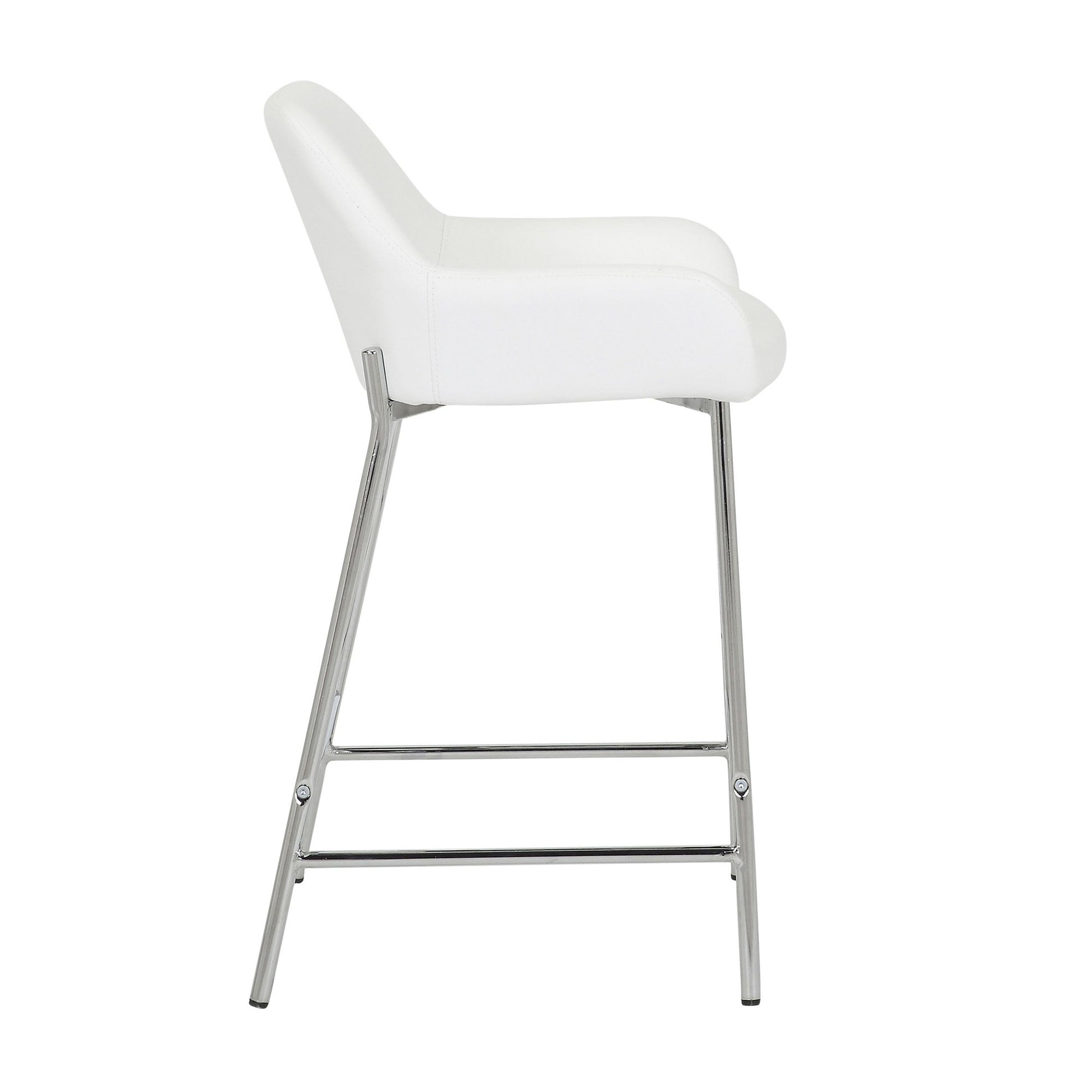 Daniella Contemporary Fixed-Height Counter Stool in Chrome Metal and Camel Faux Leather By LumiSource - Set of 2 | Counter Stools | Modishstore - 28