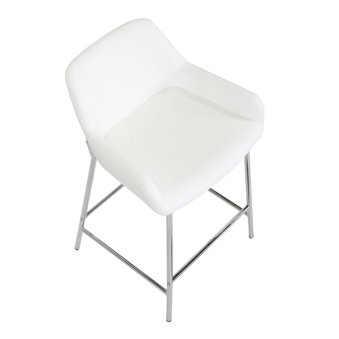 Daniella Contemporary Fixed-Height Counter Stool in Chrome Metal and Camel Faux Leather By LumiSource - Set of 2 | Counter Stools | Modishstore - 23