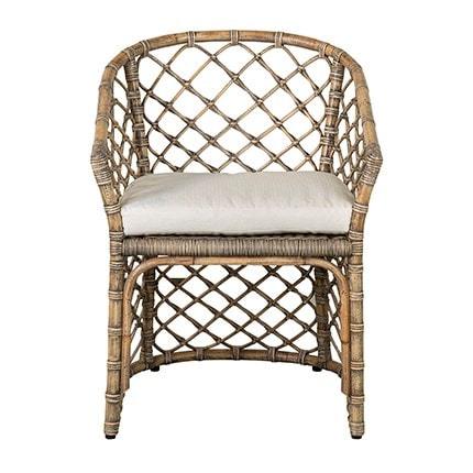Dawson Rattan Arm Chair with Cushion - Grey Wash by Jeffan | Armchairs | Modishstore