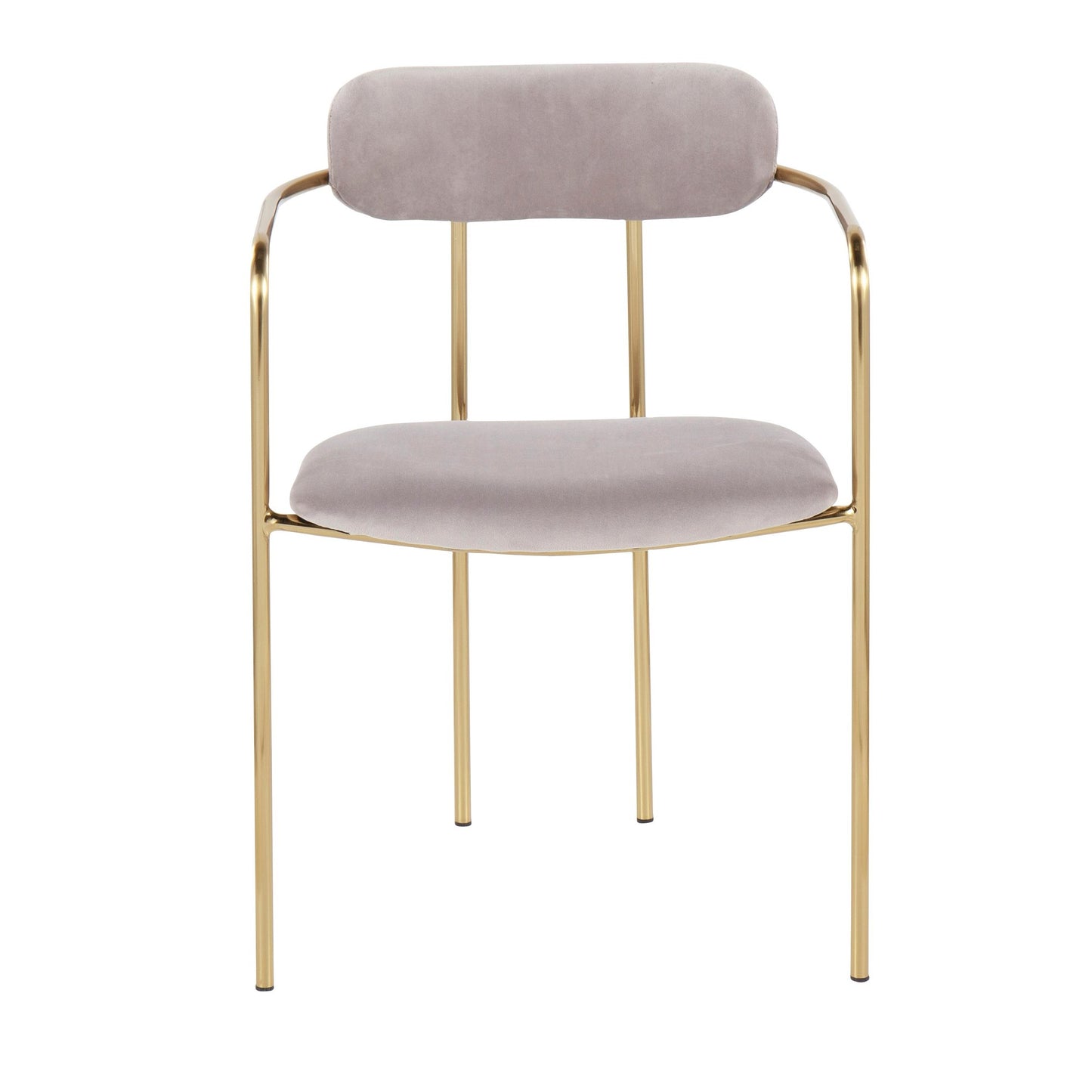 Demi Contemporary Chair in Gold Metal and Silver Velvet By LumiSource - Set of 2 | Dining Chairs | Modishstore - 2