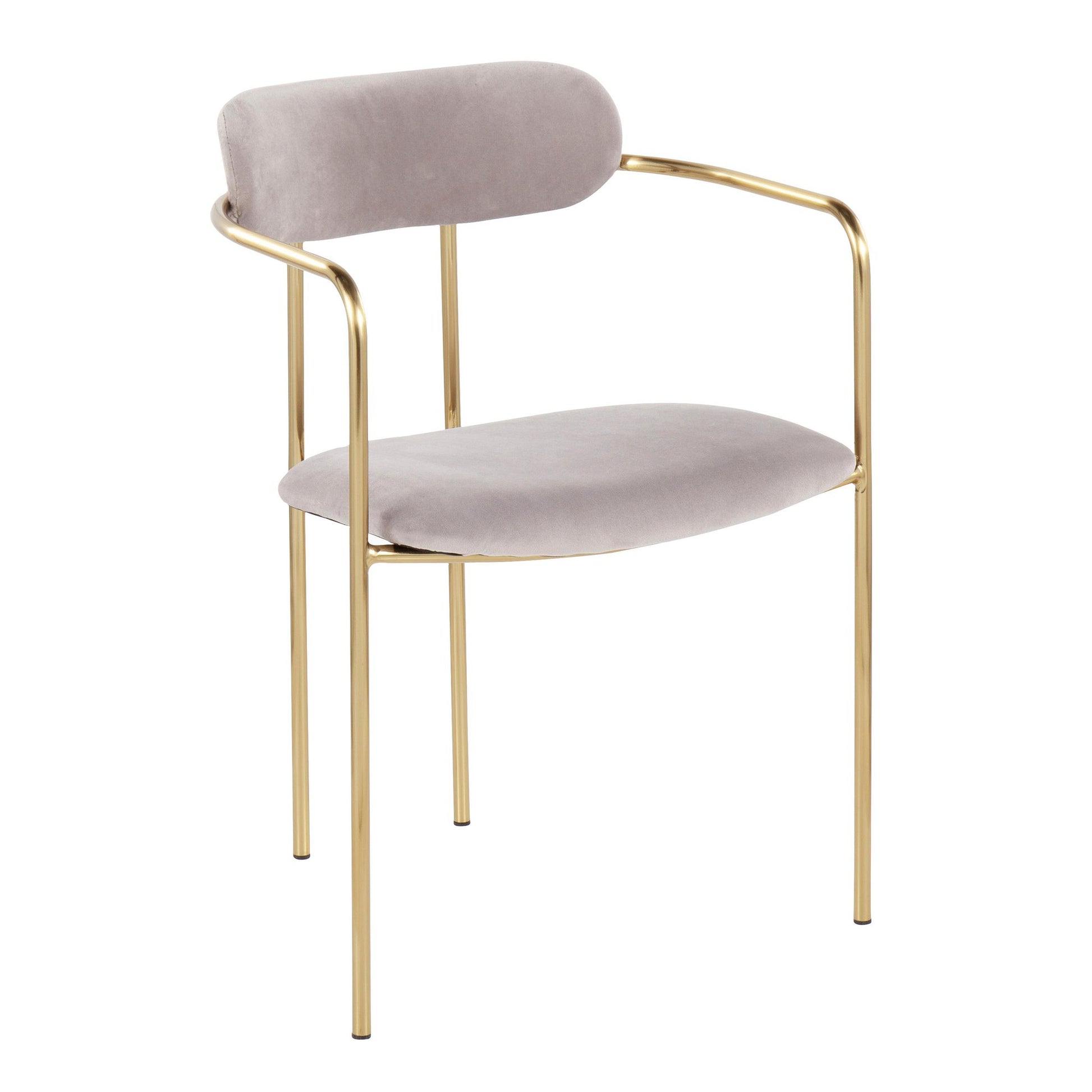Demi Contemporary Chair in Gold Metal and Silver Velvet By LumiSource - Set of 2 | Dining Chairs | Modishstore - 5