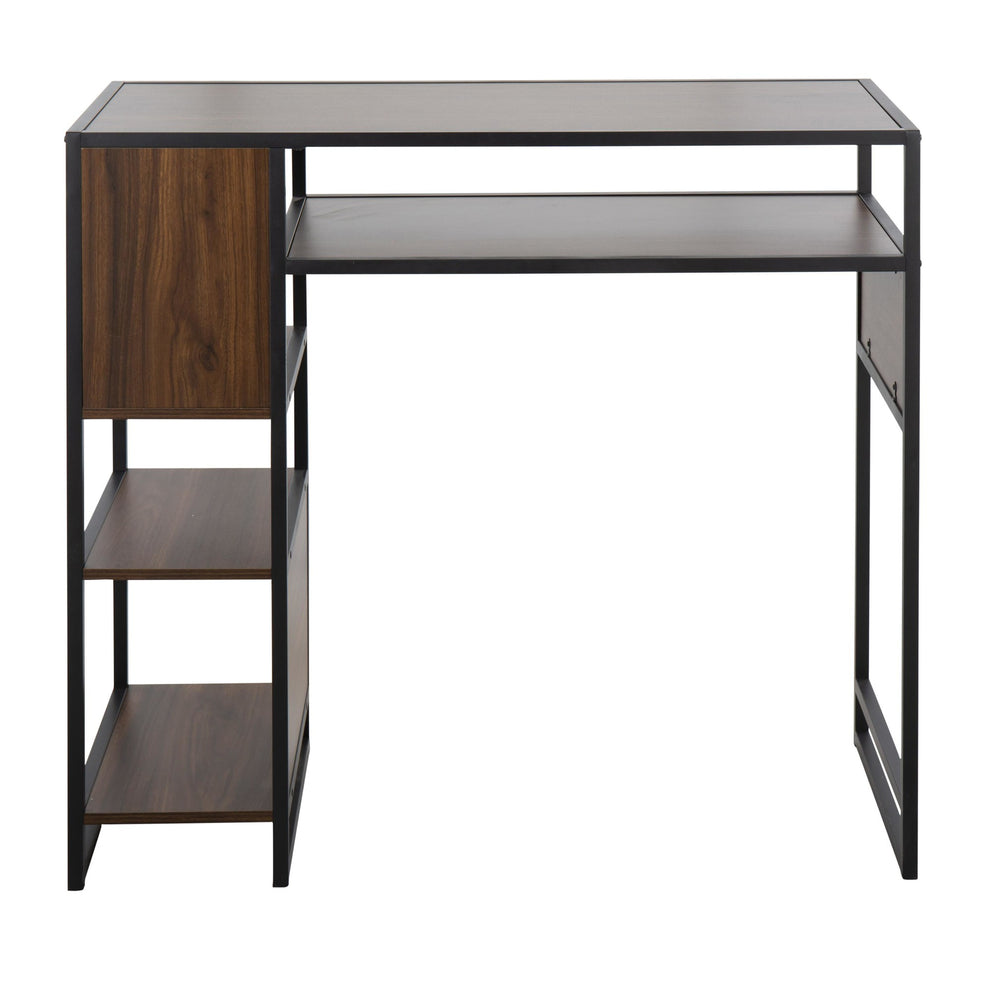 Display Farmhouse Bar Height Table with Storage Space in Black Metal and Walnut Wood By LumiSource | Bar Tables | Modishstore - 6