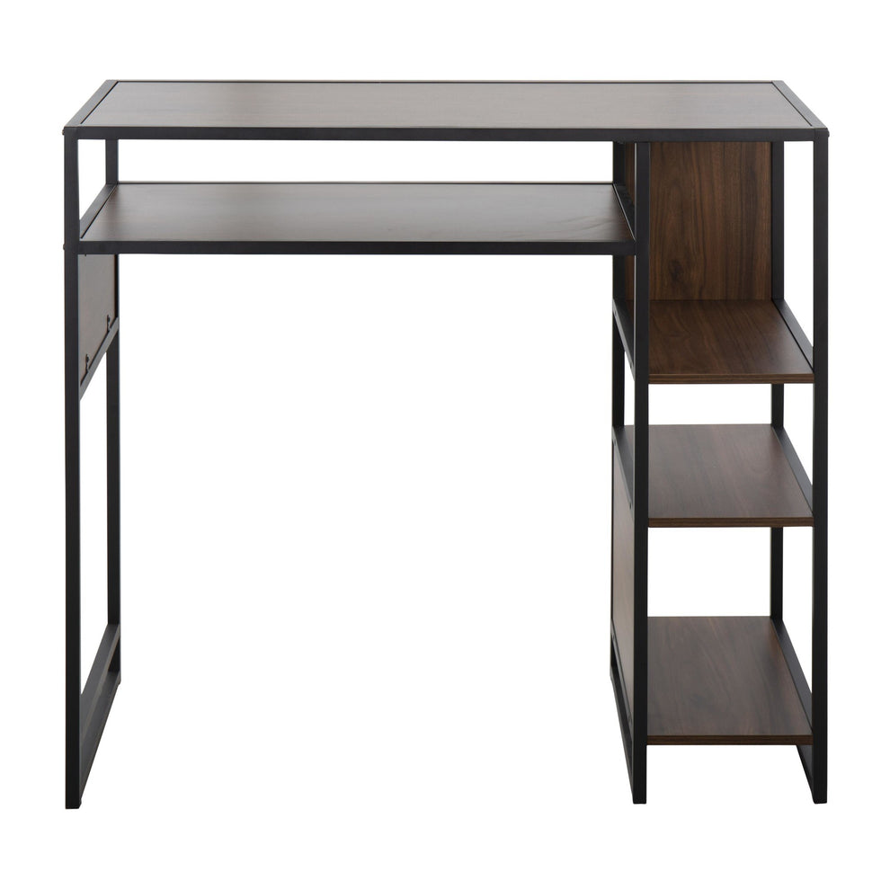 Display Farmhouse Bar Height Table with Storage Space in Black Metal and Walnut Wood By LumiSource | Bar Tables | Modishstore - 7