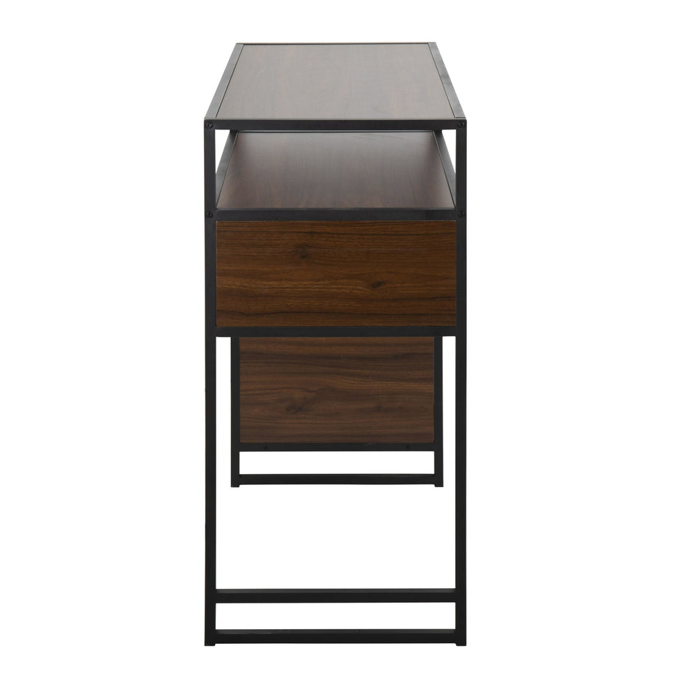 Display Farmhouse Bar Height Table with Storage Space in Black Metal and Walnut Wood By LumiSource | Bar Tables | Modishstore - 4