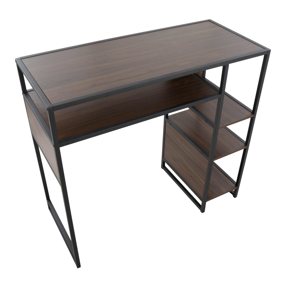 Display Farmhouse Bar Height Table with Storage Space in Black Metal and Walnut Wood By LumiSource | Bar Tables | Modishstore - 2