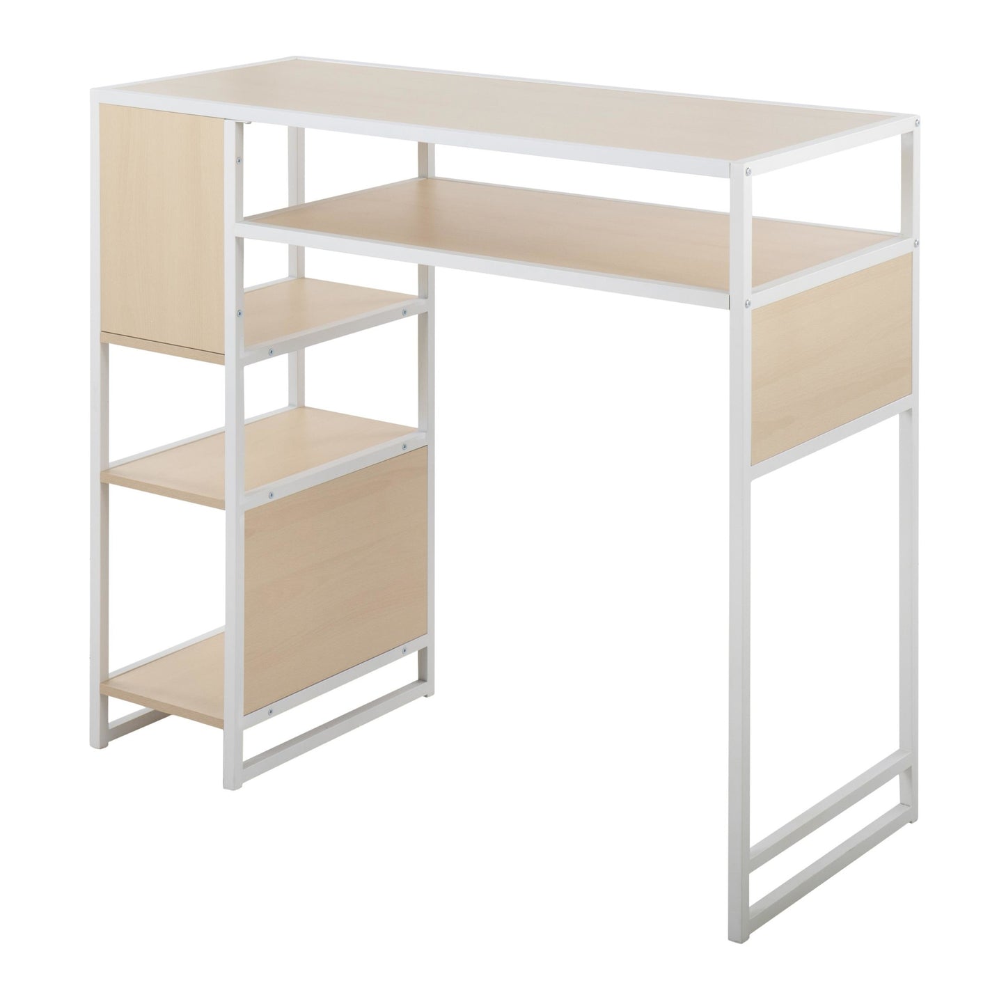 Display Farmhouse Bar Height Table with Storage Space in White Metal and Natural Wood By LumiSource | Bar Tables | Modishstore - 5