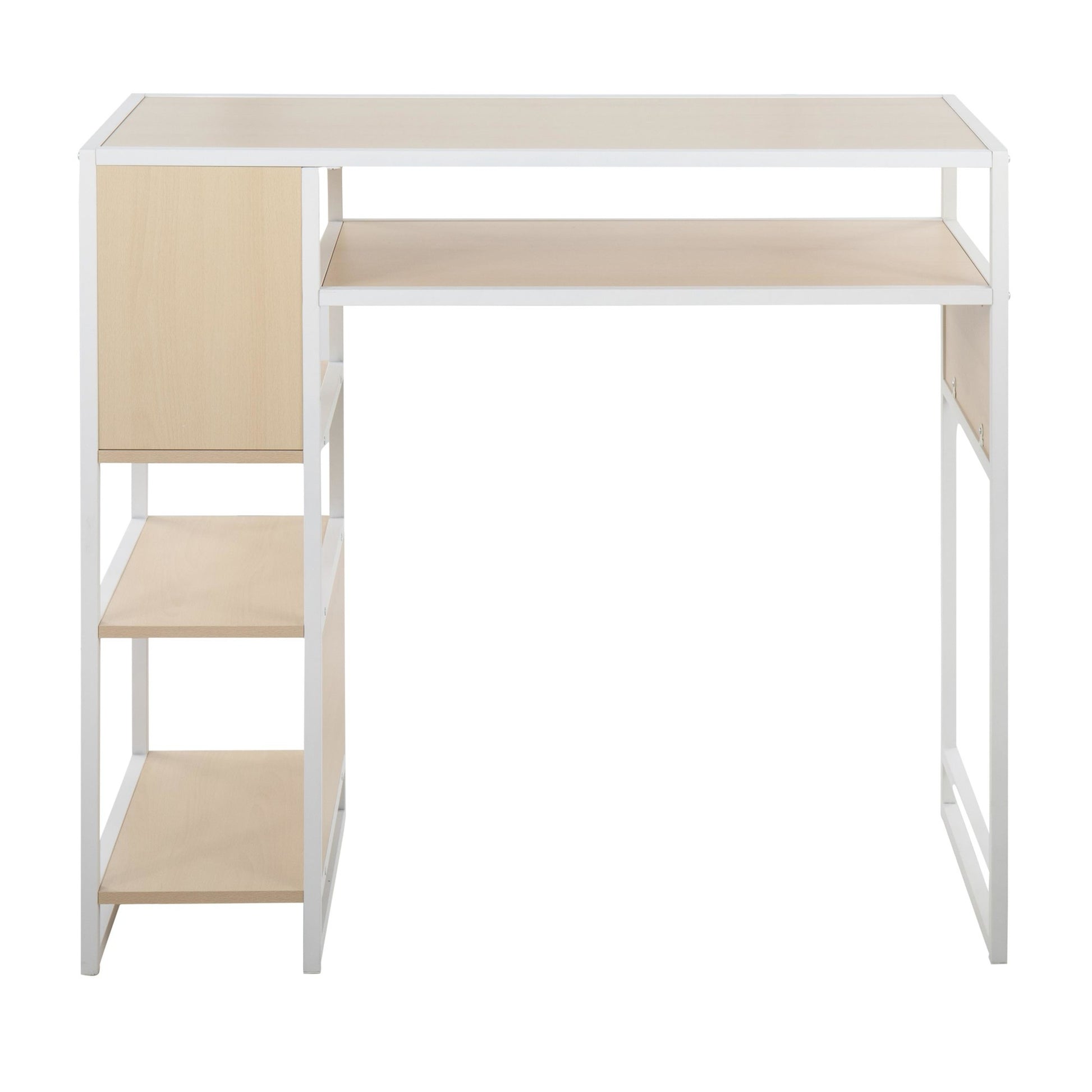 Display Farmhouse Bar Height Table with Storage Space in White Metal and Natural Wood By LumiSource | Bar Tables | Modishstore - 6