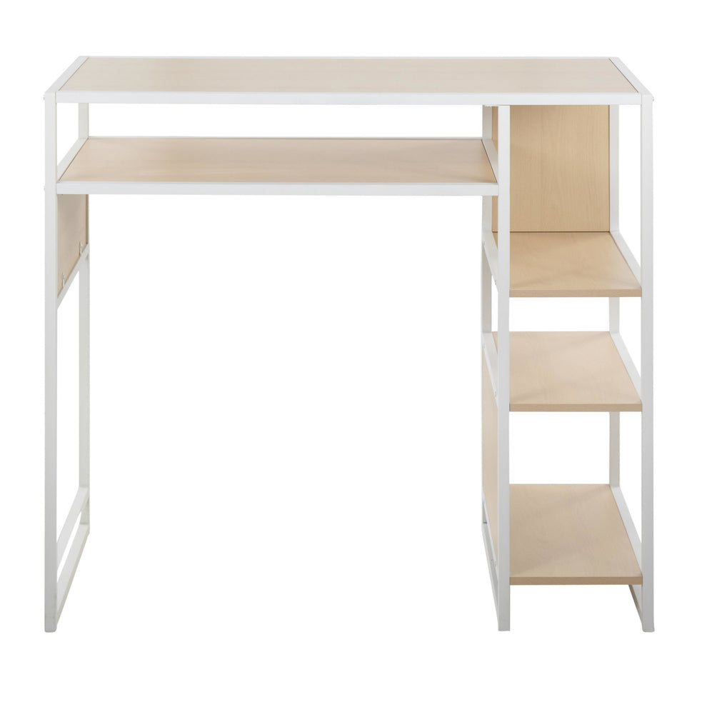 Display Farmhouse Bar Height Table with Storage Space in White Metal and Natural Wood By LumiSource | Bar Tables | Modishstore - 7