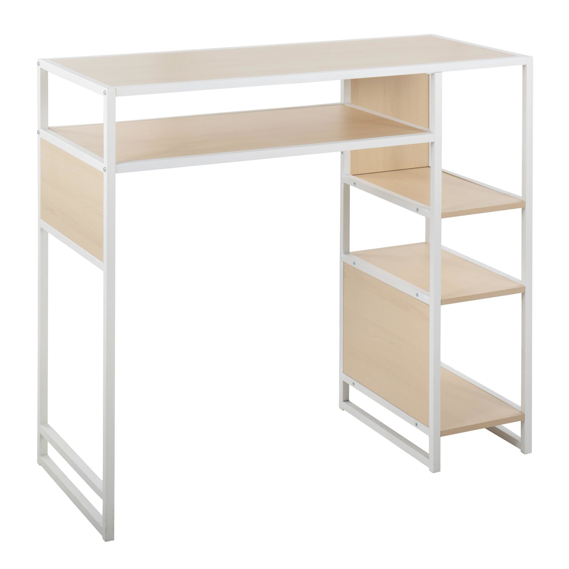 Display Farmhouse Bar Height Table with Storage Space in White Metal and Natural Wood By LumiSource | Bar Tables | Modishstore