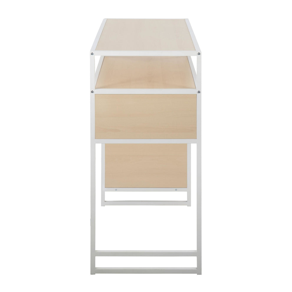 Display Farmhouse Bar Height Table with Storage Space in White Metal and Natural Wood By LumiSource | Bar Tables | Modishstore - 4