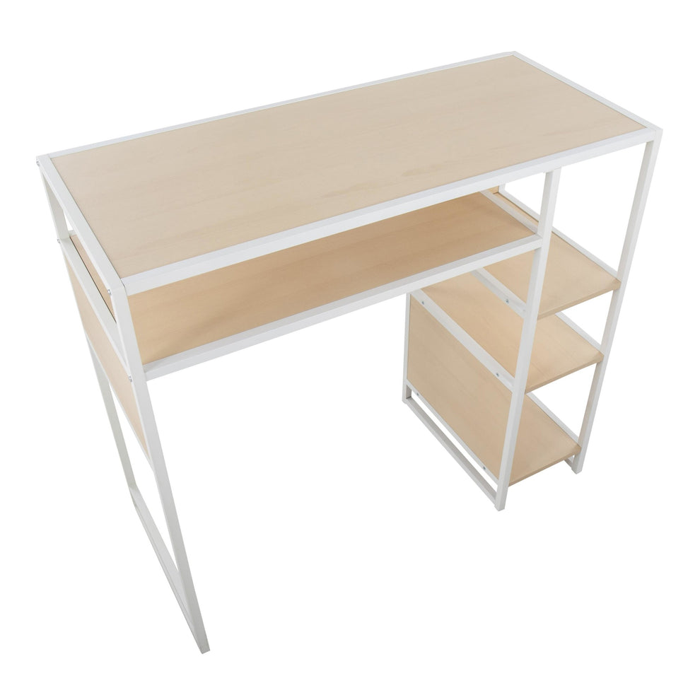Display Farmhouse Bar Height Table with Storage Space in White Metal and Natural Wood By LumiSource | Bar Tables | Modishstore - 2