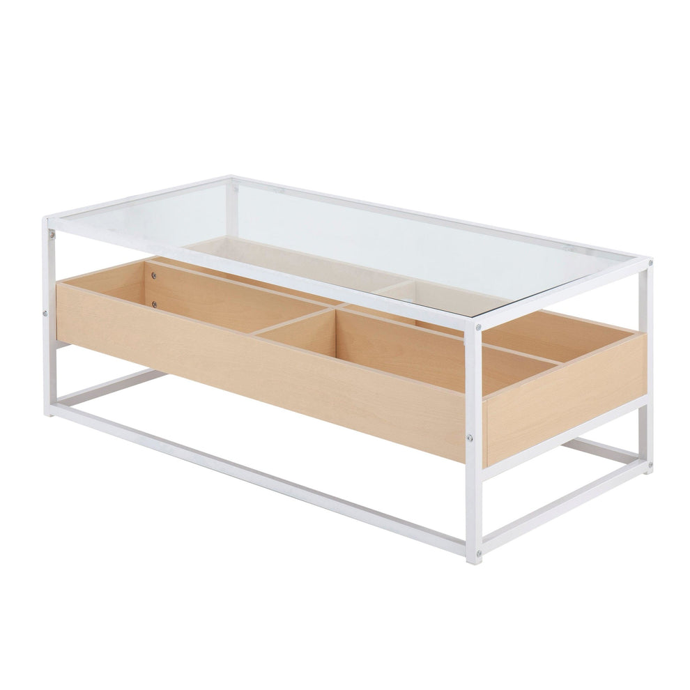 Display Contemporary Coffee Table in Black Metal, Walnut Wood, and Clear Glass By LumiSource | Coffee Tables | Modishstore - 11