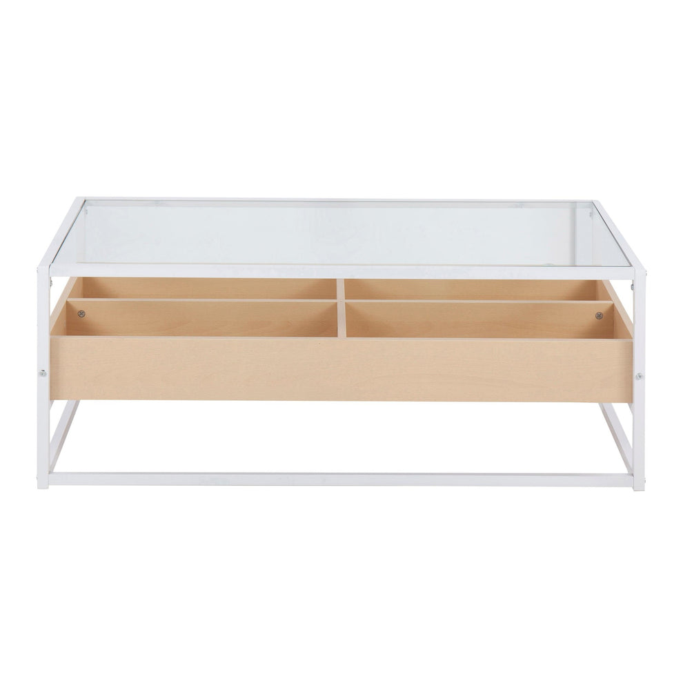 Display Contemporary Coffee Table in Black Metal, Walnut Wood, and Clear Glass By LumiSource | Coffee Tables | Modishstore - 12