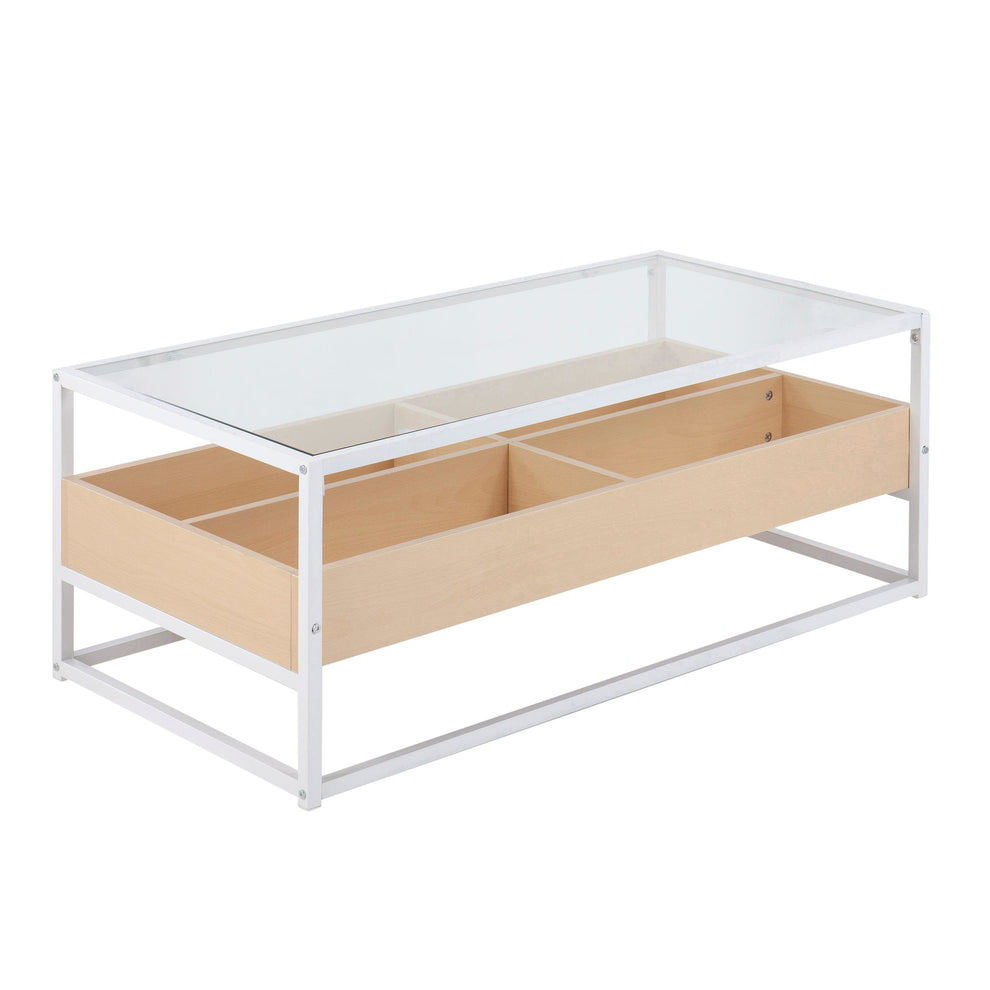 Display Contemporary Coffee Table in Black Metal, Walnut Wood, and Clear Glass By LumiSource | Coffee Tables | Modishstore - 8