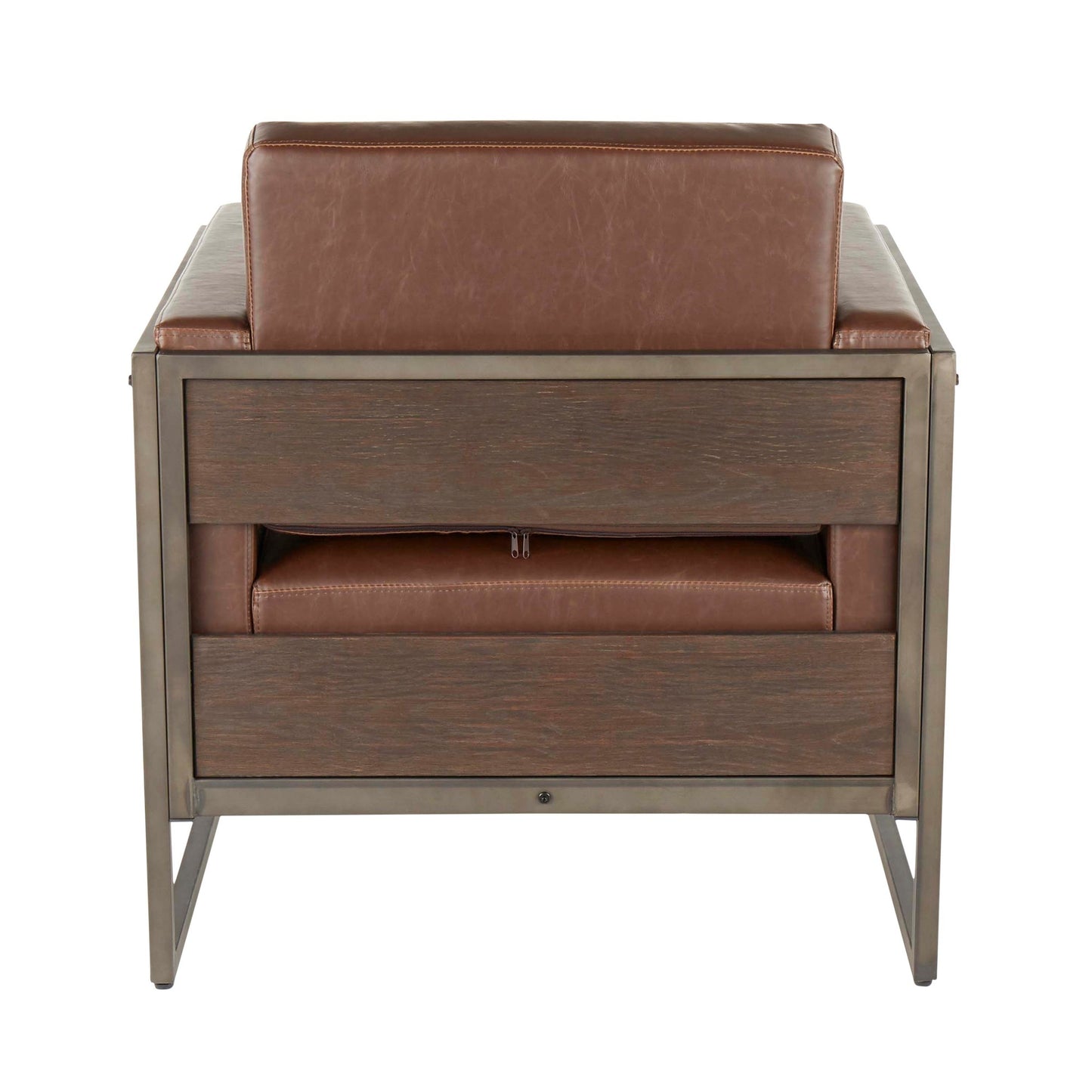 Drift Industrial Lounge Chair in Antique Metal with Brown Faux Leather and Espresso Wood By LumiSource | Side Chairs | Modishstore - 8