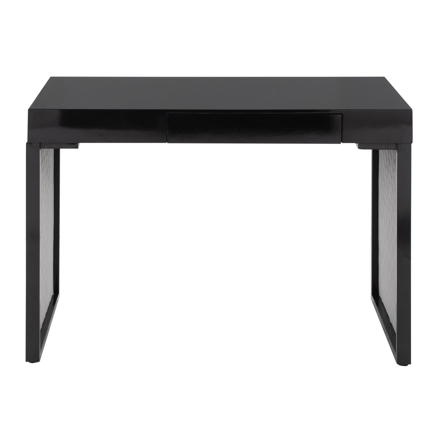 Drift Contemporary Upholstered Desk in Black Steel, Black Wood and Silver Velvet By LumiSource | Desks | Modishstore - 8