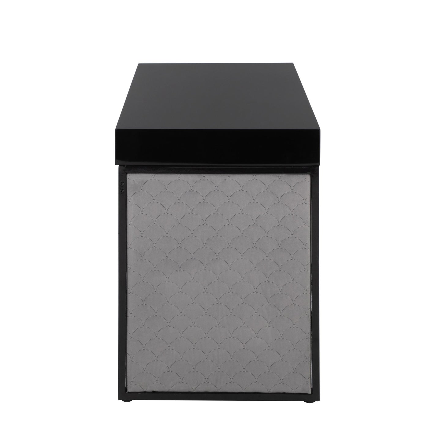 Drift Contemporary Upholstered Desk in Black Steel, Black Wood and Silver Velvet By LumiSource | Desks | Modishstore - 5